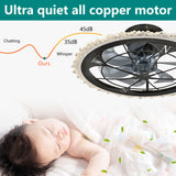 Caged Ceiling Fan & Remote Controlled Dimmable LED Lights, Flush Mount Fan, Low Profile Design - Antique Black