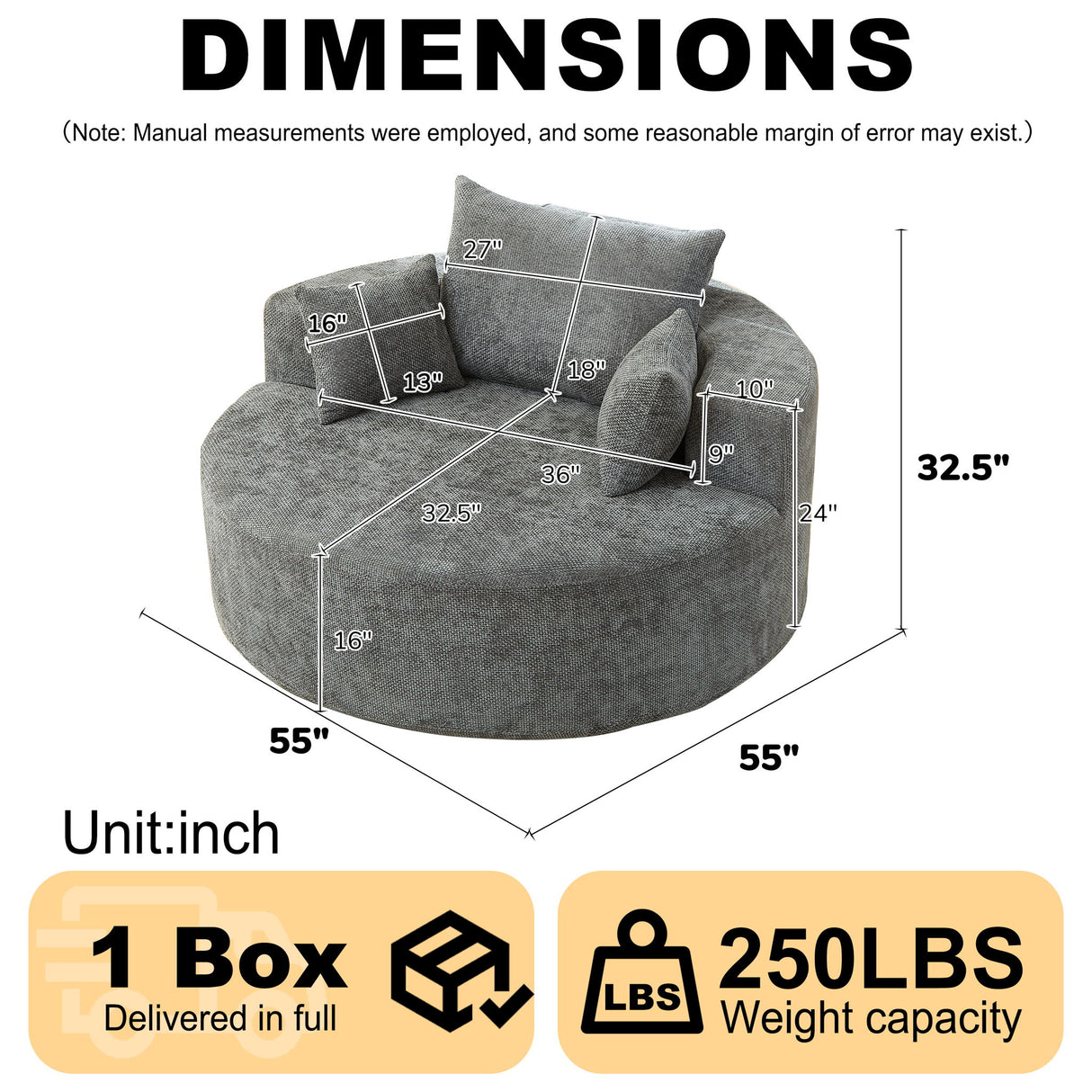 Single Sofa, Sleeper Chair For Living Room - Gray