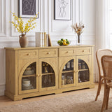 Sideboard Cabinet With 4 Drawers And 4 Arched Glass Doors