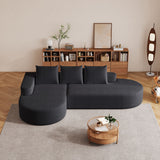 Modern Curved Sofa, L-Shaped Modular Sectional Set With 3 Pillows