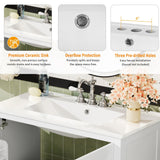 Bathroom Vanity With Sink, Soft Close Doors, Double Shelves & Divided Drawer