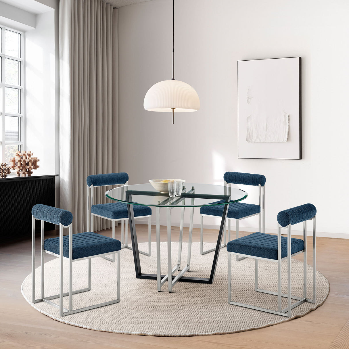 Devi Anastasia - Round Glass Dining Table Set