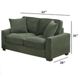 Sofa & Loveseat 2 Piece Set With Accent Pillows - Forest Green