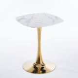 Square Tulip Dining Table For 2 - 4 People - Golden / White