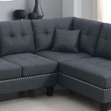 2 Piece Sectional Set With Nailhead Trim, Sofa And Matching Accent Pillows - Charcoal
