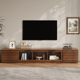 TV Stand With LED Lighting, Soft Closing Hinges, Cable Management - Walnut