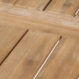 Outdoor Weather Resistant Dining Table With Slat Panel Design - Natural / Gray