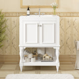 Modern Bathroom Vanity With Sink, Rectangular Cabinet With Open Shelf And Closed Storage