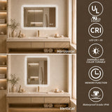 24" X 32" Rectangular Front Lighted And Backlit LED Bathroom Mirror With Anti Fog - Clear