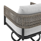 Felicia - Outdoor Patio Swivel Rocking Chair - Black Aluminum And Gray Rope With Cushions