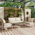 4 Pieces Patio Furniture Set, PE Rattan Wicker With Washable Cushion And Tempered Glass Tabletop, Conversation Furniture For Garden Poolside Balcony - 4 Piece Outdoor Sets - Alpine Outlets