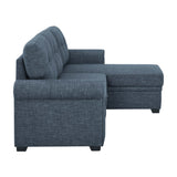 Blend Upholstered Sleeper Sofa With Reversible Chaise And Tufted Back - Dark Blue