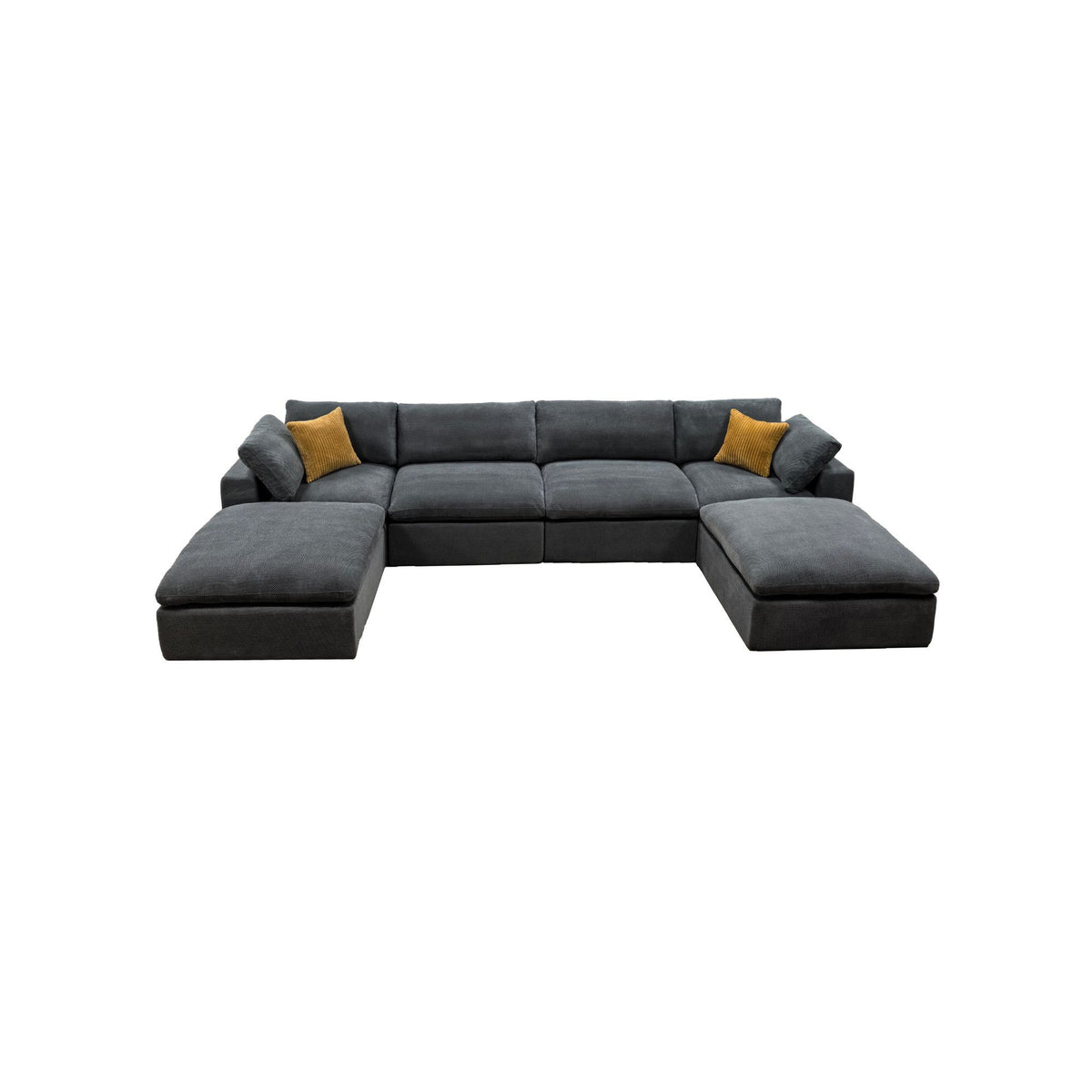 Upholstery Full Compressed Modular Sectional With Toss Pillows - Light Gray