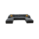 Upholstery Full Compressed Modular Sectional With Toss Pillows - Light Gray