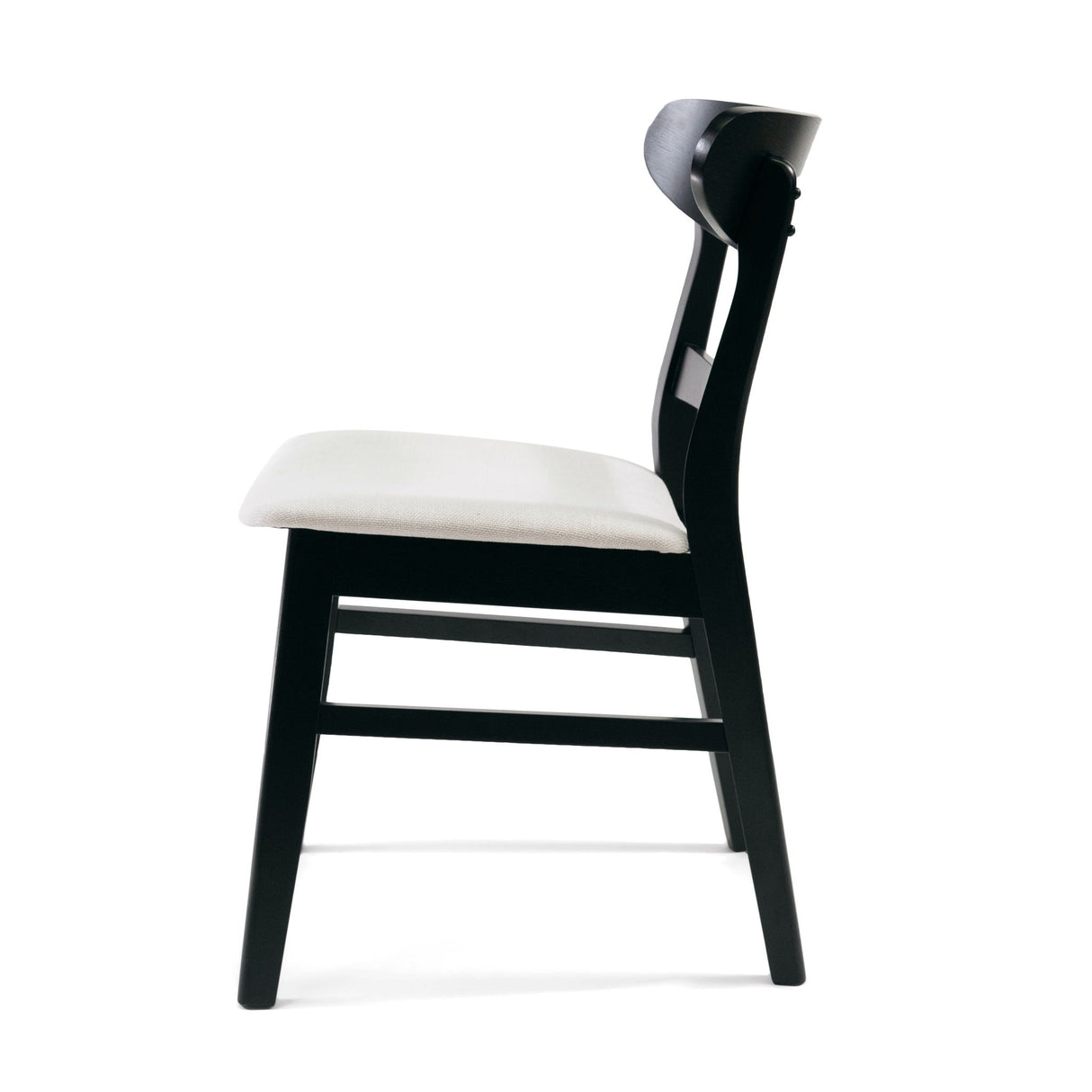 Dining Chairs With Upholstered Seat (Set of 2) - Black / Light Beige