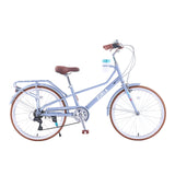 24" Cruiser Bike With 6 Speed Gear System, Rear Rack & Cup Holder