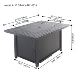 Convertible Steel Fire Table, Rectangular, Black