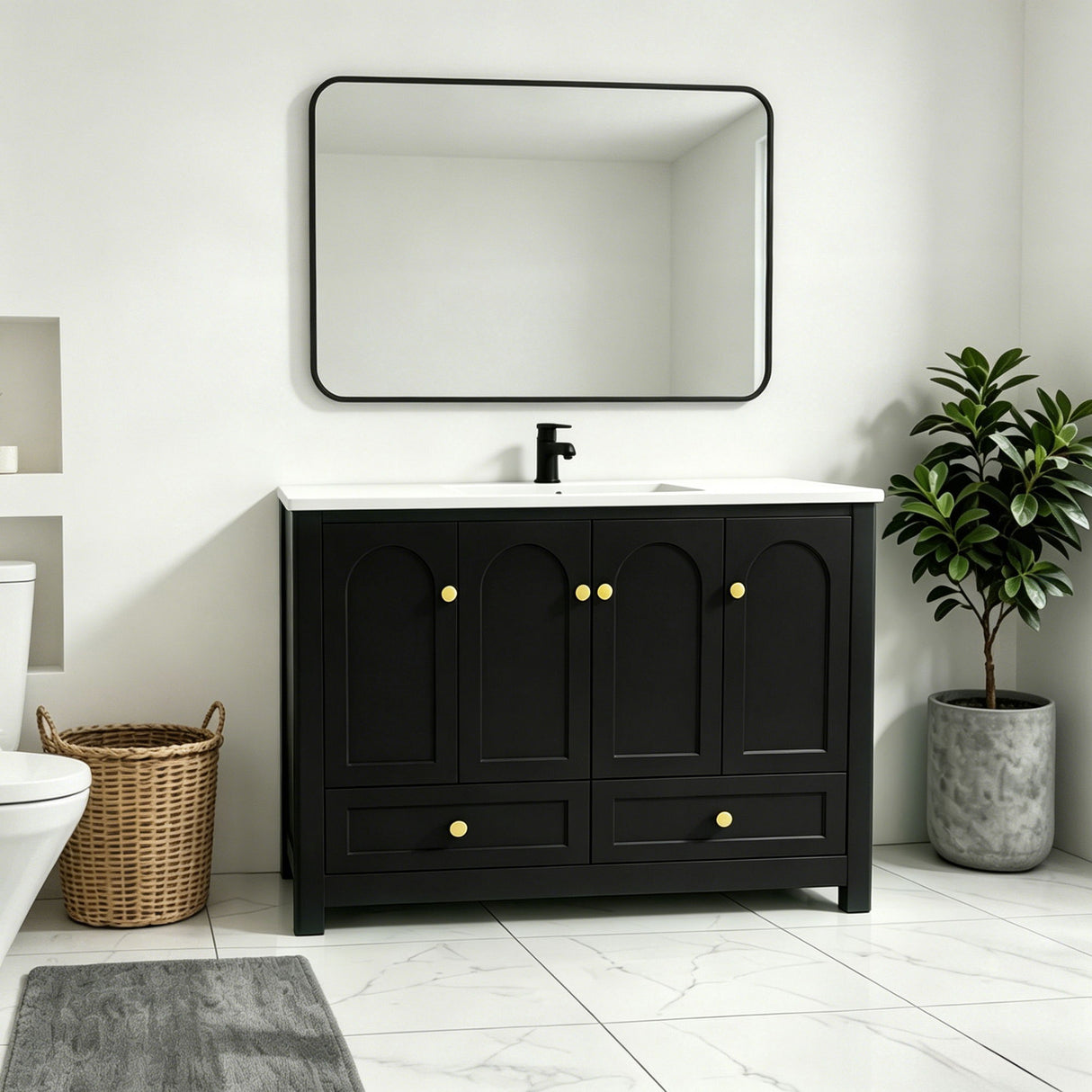 Bathroom Vanity With Sink Combo, 4 Soft Close Doors And 2 Drawers