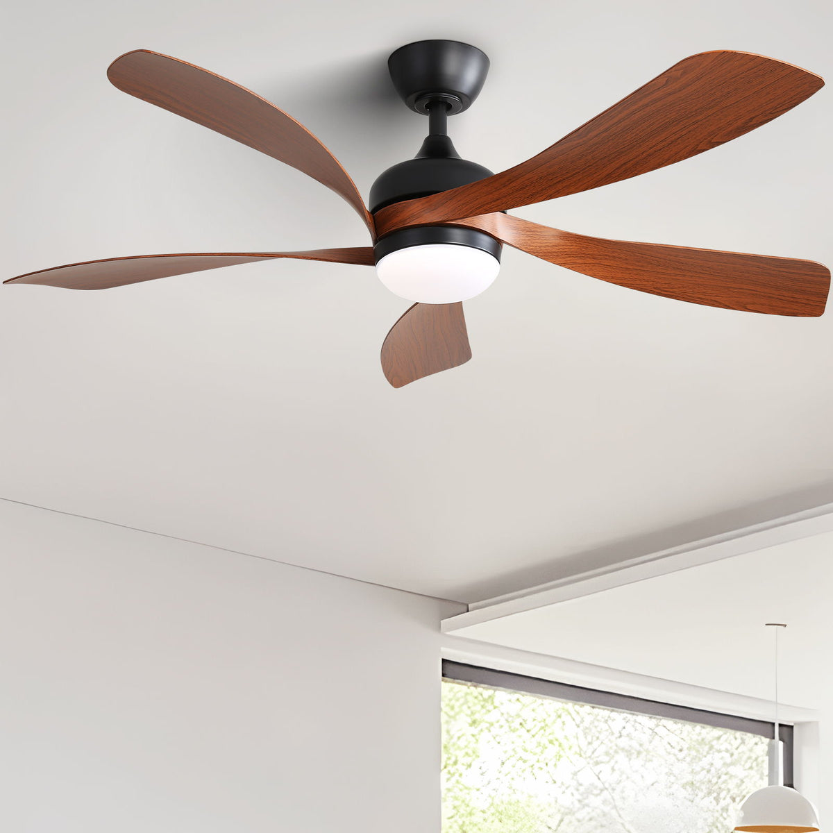 52" Ceiling Fan With 3 Color Dimmable LED Light, 5 Blades, Remote Control, Reversible DC Motor