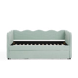 Gingham Daybed With USB Charging Port, Wave Shaped Design