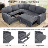 L-Shaped Sofa With Pull Out Sofa Bed With USB