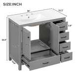 Bathroom Vanity With Sink Combo, 2 Soft Close Doors And 5 Drawers