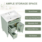 Freestanding Bathroom Vanity With Sink, Adjustable Shelf & Flip Drawer