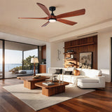 Ceiling Fan With Light And Remote Control, Noiseless, Dimmable, 6 Speeds Reversible For Indoor Or Covered Outdoor Use - Matte Black