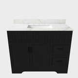 Bathroom Vanity Set, Fluted Cabinet, 3 Faucet Holes, Sink Included - Black