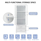 Tall Storage Cabinet With 2 Drawers For Bathroom