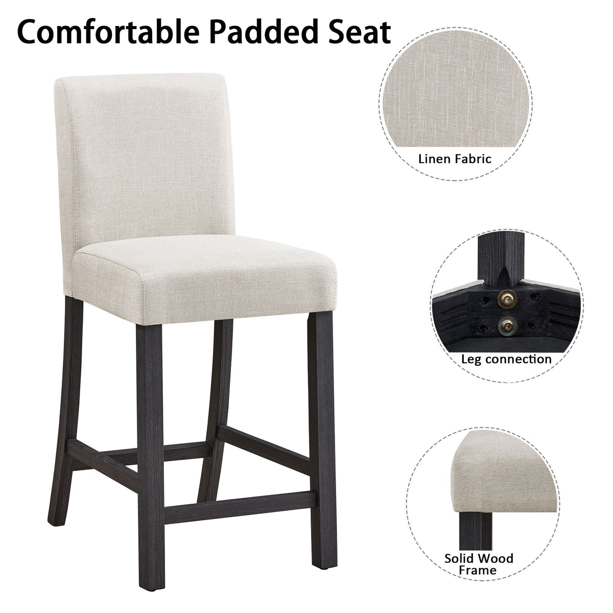 5 Piece Counter Height Table Set With 4 Chairs