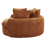Boneless Round Chaise Sofa With Dual Layer Cushions And 8 Throw Pillows - Orange