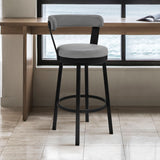 Bryant - 30" Bar Height Swivel Bar Stool - Black Finish And Gray Faux Leather