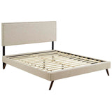 Fabric Queen Platform Bed with Round Splayed Legs in Beige - Platform Bed available at Alpine Outlets in Denver