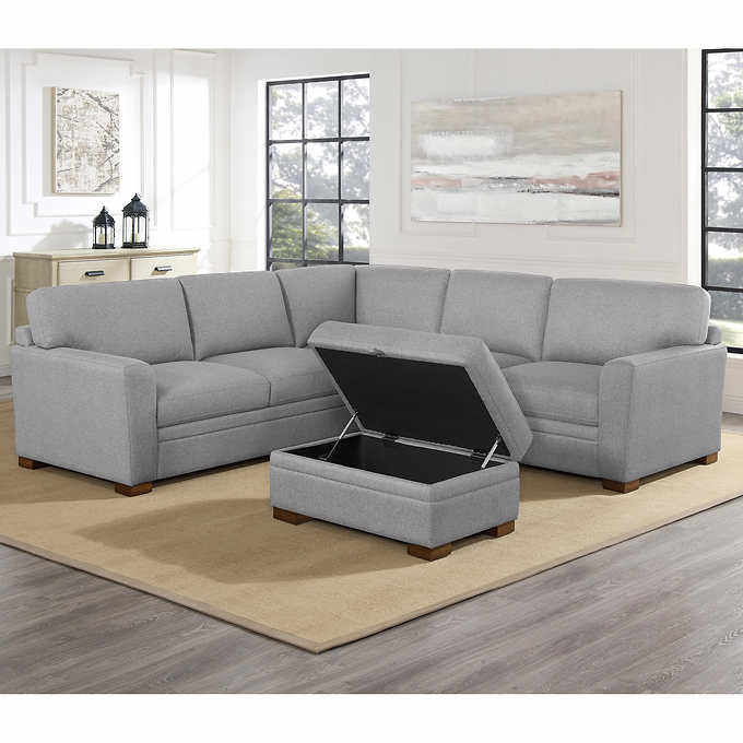 Fabric Sectional with Storage Ottoman - Alpine Outlets