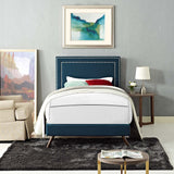 Fabric Twin Platform Bed with Round Splayed Legs in Azure - Platform Bed available at Alpine Outlets in Denver