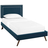 Fabric Twin Platform Bed with Round Splayed Legs in Azure - Platform Bed available at Alpine Outlets in Denver