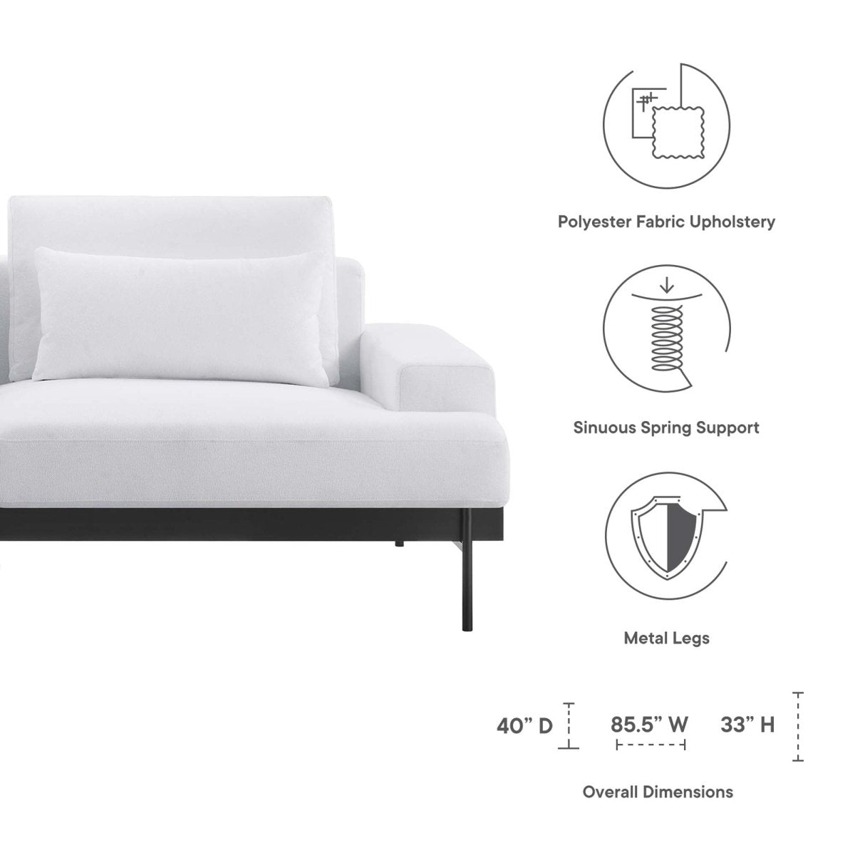 Fabric Upholstered Sofa with Modern Minimalism - Living Room Furniture available at Alpine Outlets in Denver