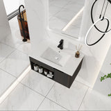 Wall Mounted Floating Bathroom Vanity With Open Shelf & Soft Close Door