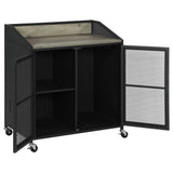 Arlette - 2 Door Mobile Home Bar Wine Cabinet With Smooth Rolling Casters - Black