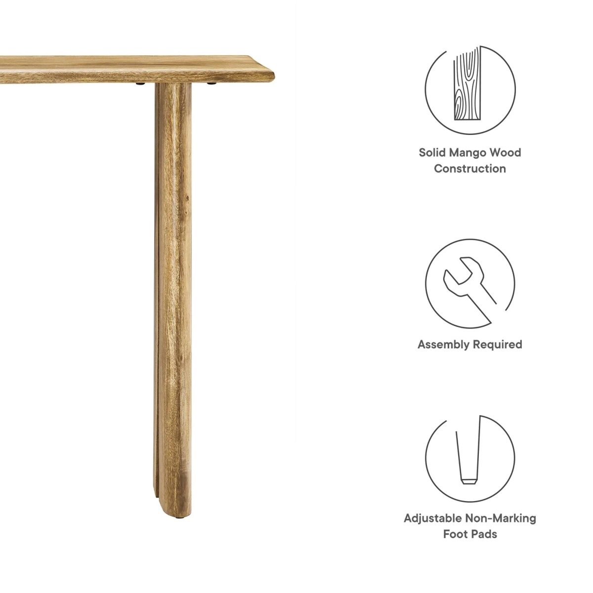 Farmhouse Mango Wood Console Table – Natural 46 Inch - Ottomans available at Alpine Outlets in Denver