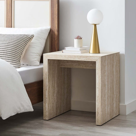 Faux Travertine Side Table with Apron – 22 Inch - End & Side Tables available at Alpine Outlets in Denver