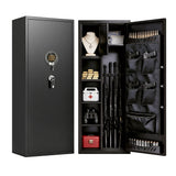 Rifle Safe, Biometric & Keypad Lock, Adjustable Gun Racks With Built In Alarm System