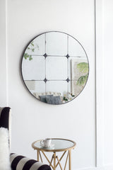 Traditional Decor Style Round Antique Glass Wall Mirror, Wall Decor For For Bathroom Entryway Console Lean Against Wall - Black - Wall Mirrors - Alpine Outlets