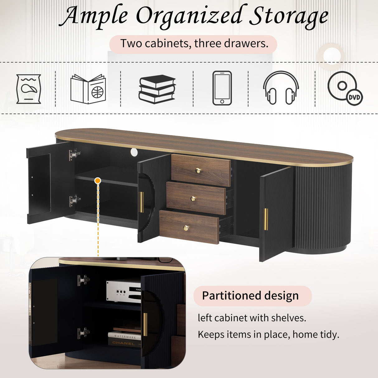 Minimalist TV Stand With 3 Drawers And 1 Shelf
