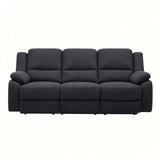 3 Seat Manual Reclining Sofa With Deep Recline - Black