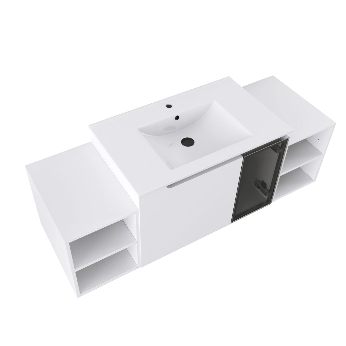 Wall Mounted Bathroom Vanity With Sink, Cabinet & Half Door
