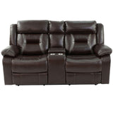 Modern Reclining Loveseat With Console, Cup Holders, Storage