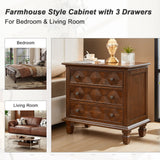 Nightstand With Charging Station, 3 Drawer Bedside Table - Walnut