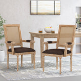 Upholstered Dining Chair With Cane Backrest
